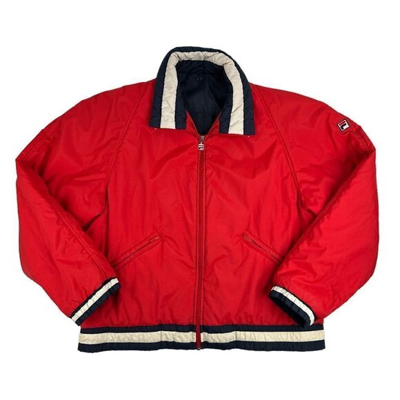 Vintage FILA Full Zip Bomber Jacket L/XL Reversible 90s - Picture 2 of 8